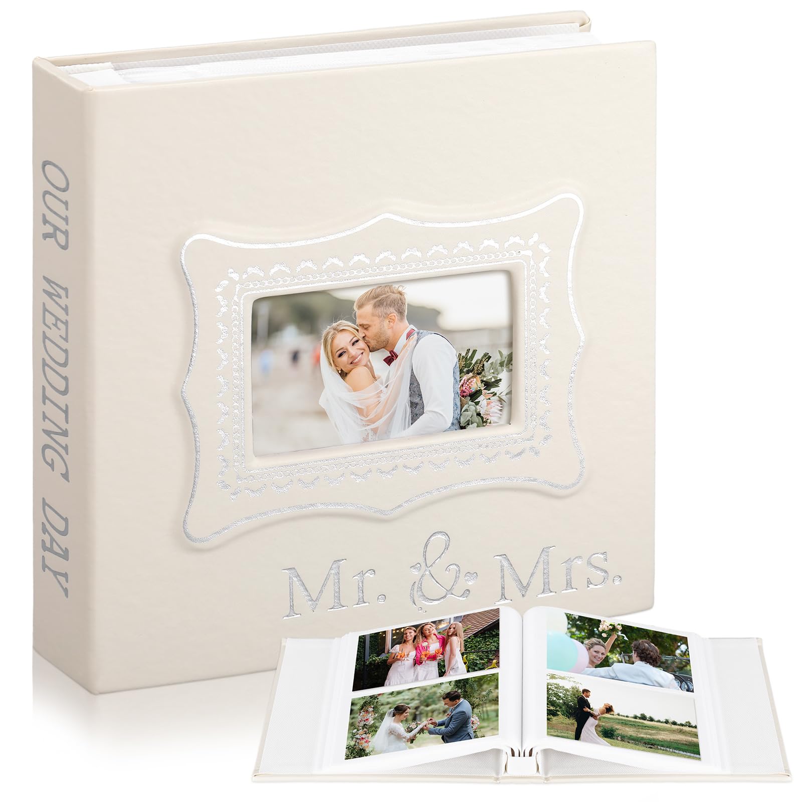 Dunzoom Mr &amp; Mrs Wedding Photo Album 200 Pcs 4x6 Leather Anniversary