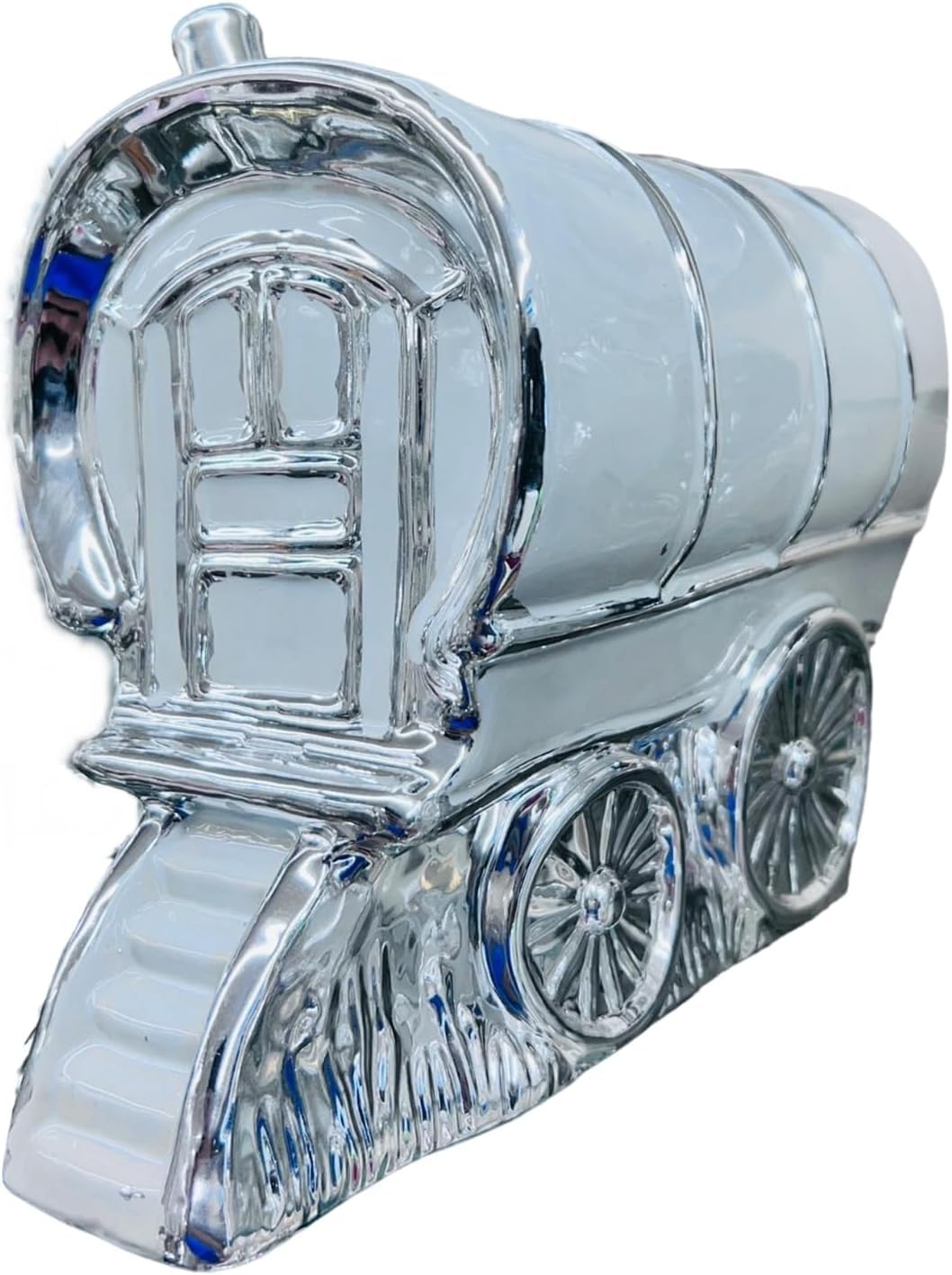Deenz Silver Wagon Original Gypsy Caravan White Ornament Beautiful Decorative Sculpture Shelves 24X18cm Home Decor