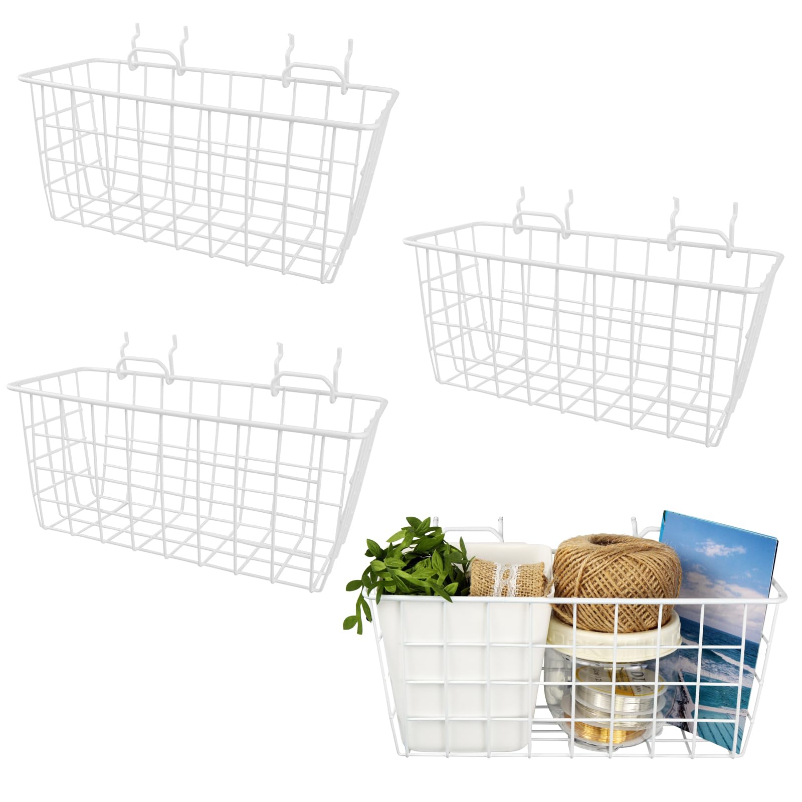 GCORE 4 Pack Pegboard Baskets, Metal Shelves Hooks To 1/