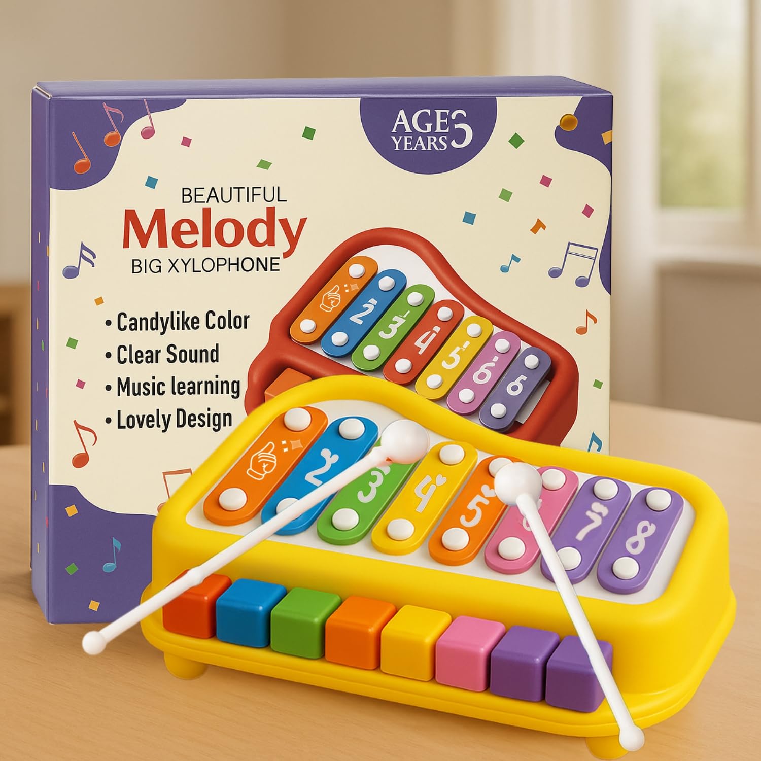 TOYTONIC Xylophone Musical Toy for Kids 8 Scale – 2-in-1 Piano Keyboard with 8 Tone Percussion | Colorful Educational Toy for Toddlers, Baby Boys & Girls 6-12 Months | Birthday Gift (Multicolor)-image-20