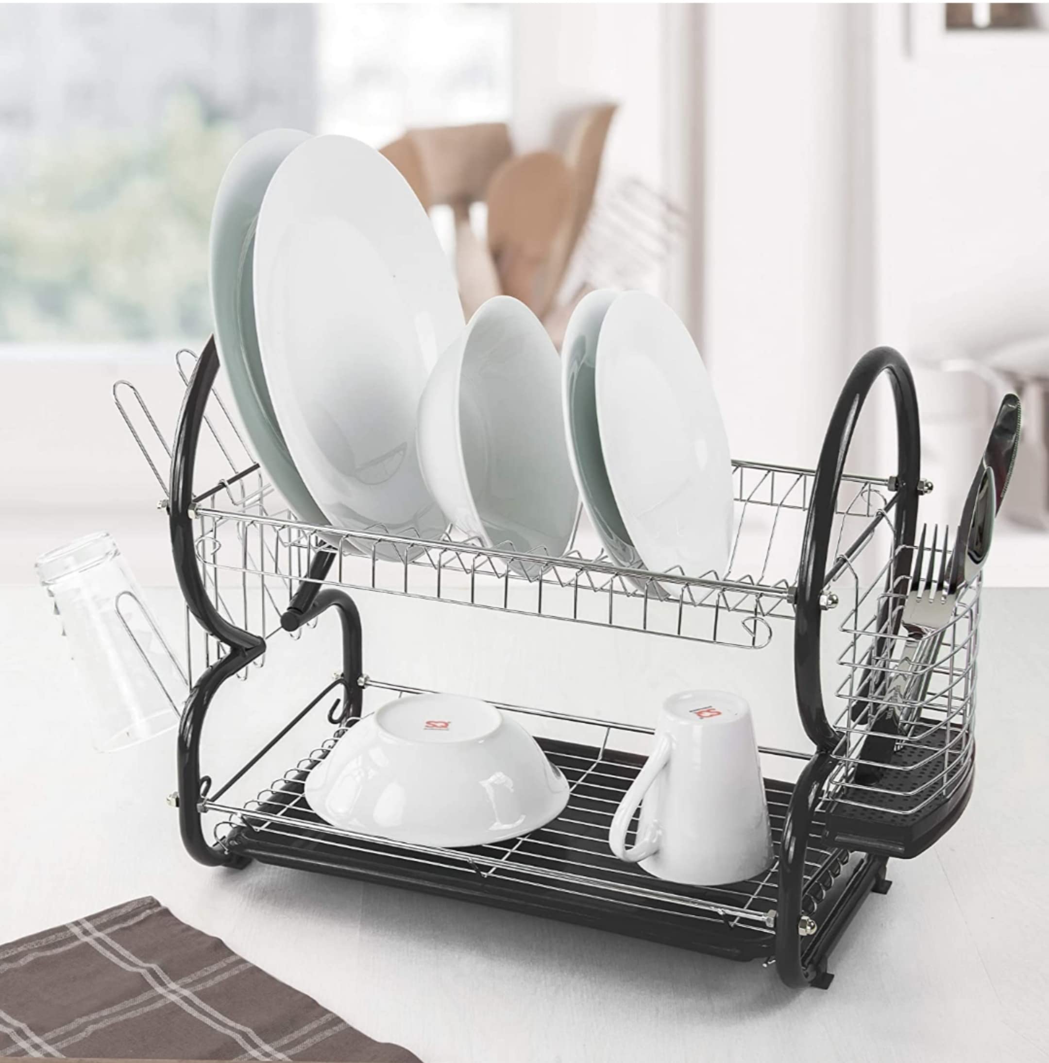 Savealot 2-Tier Dish Drainer Rack (Black)