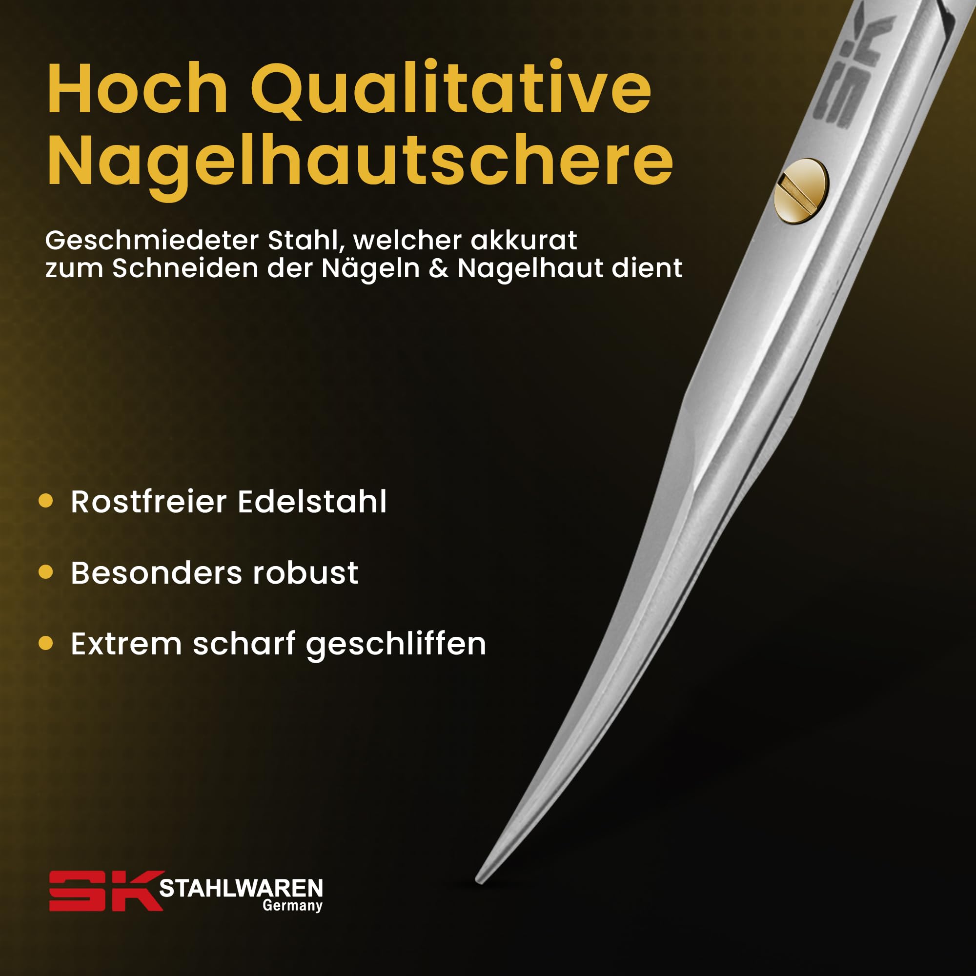 Scheren set 2-Teilig Nagelhautschere fein gebogen 9,5 cm & Nagelschere gebogen 9 cm Premium Rostfreier Edelstahl geeignet zum entfernen von Nagelhaut & hautresten Wimpern & Augen
