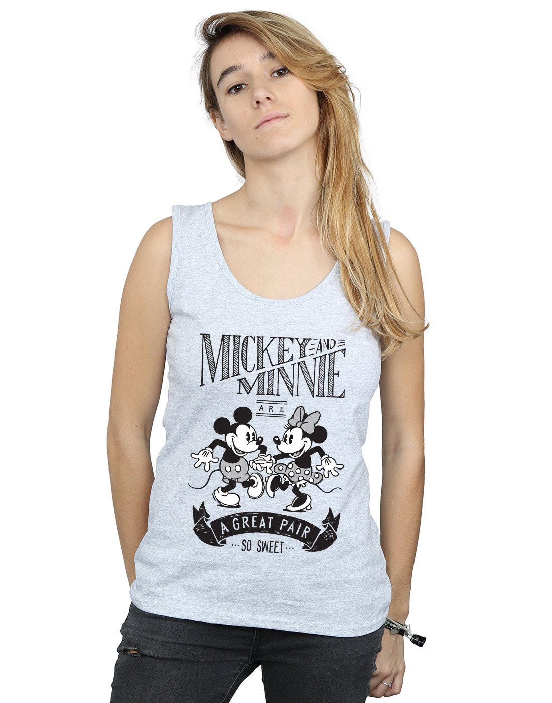 Absolute Cult Women's Sport Grey Disney Mickey And Minnie Mouse Great Pair Vest XX-Large