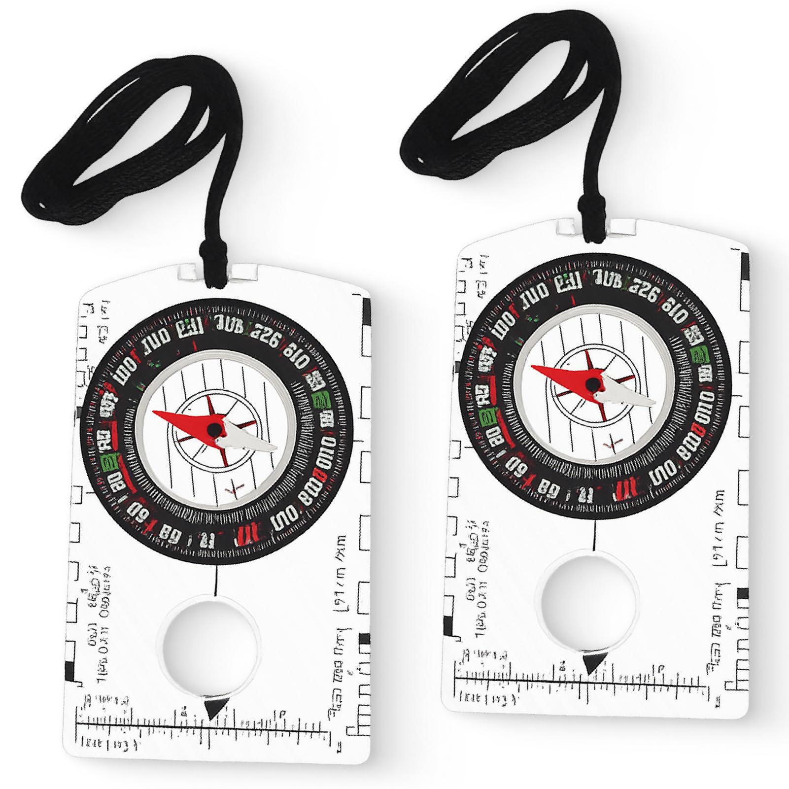 2PCS Navigation Orienteering Hiking Compass with Adjustable Declination for Accurate Orienteering,Portable Acrylic Hiking Compass with Luminous Needle, Travel Survival Tool
