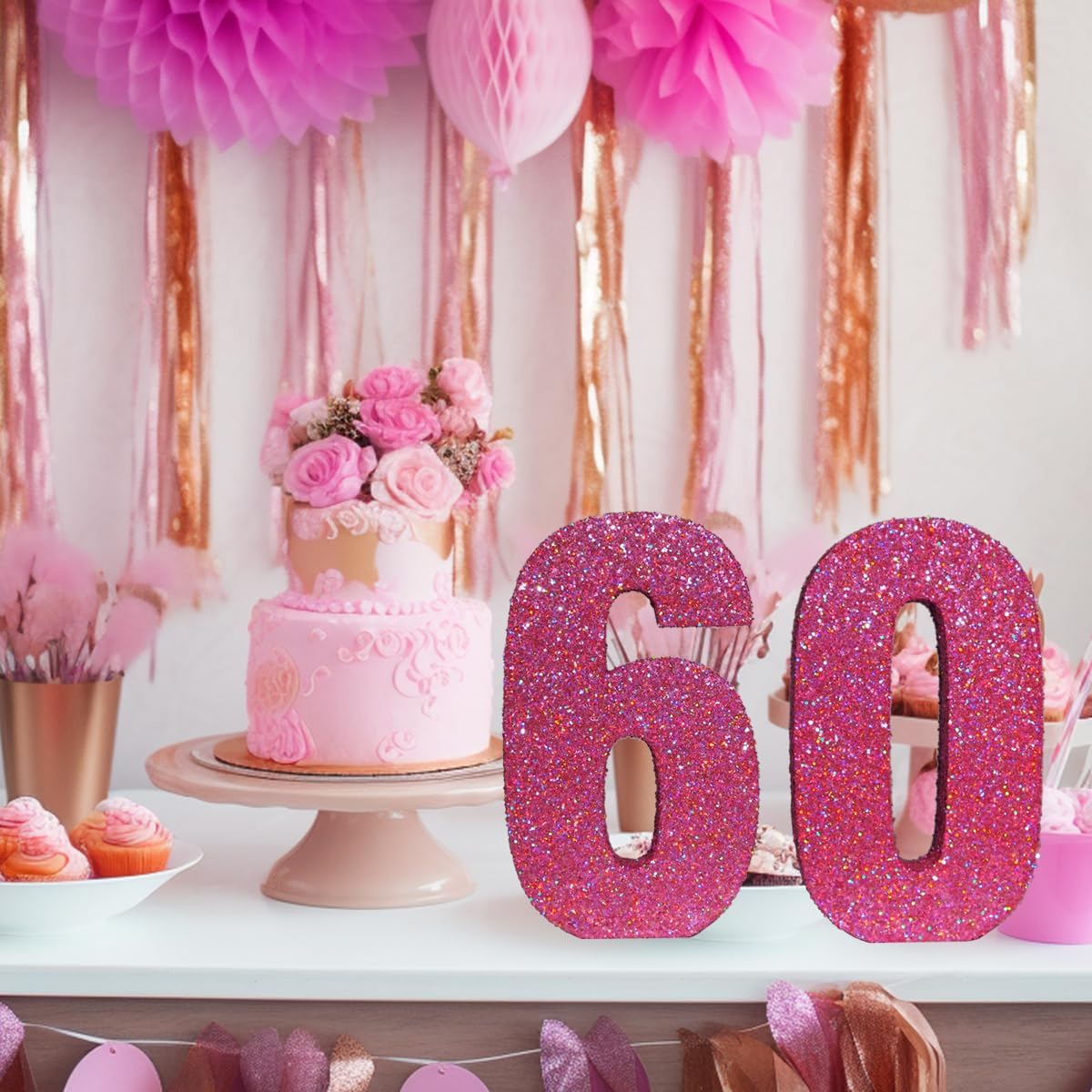 10 Inch Pink Glitter Number Sign 3 Birthday Decorations,Birthday Anniversary Centerpieces for Table Decorations,Numbers for Table Toppers