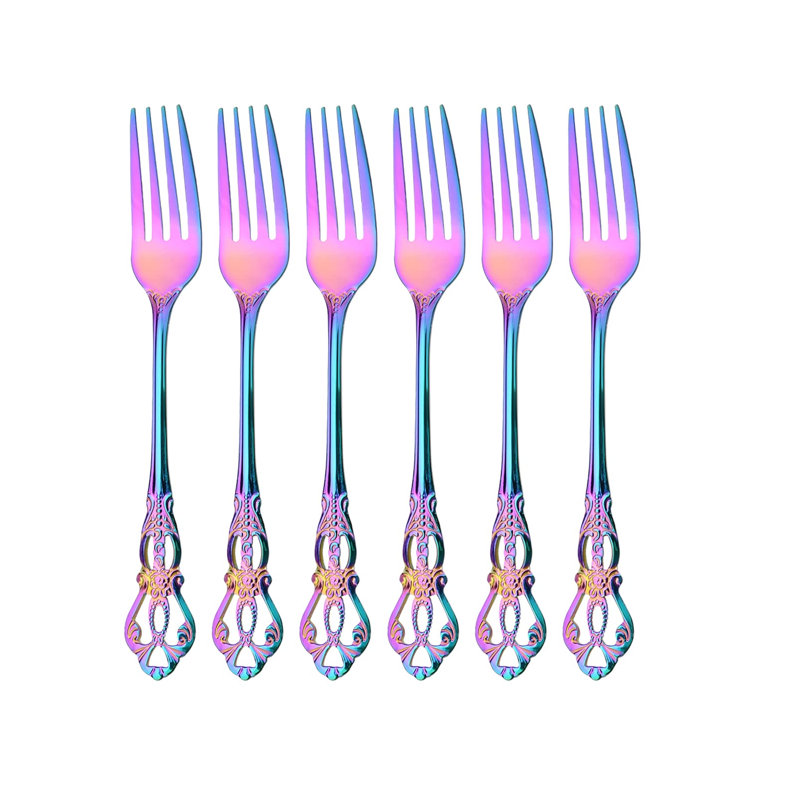 Snplowum 6 Pcs Stainless Steel Dessert Fork Set, 7.36 inch - Great For Salad Tasting Cakes and Using in Home, Kitchen, Restaurant, Party