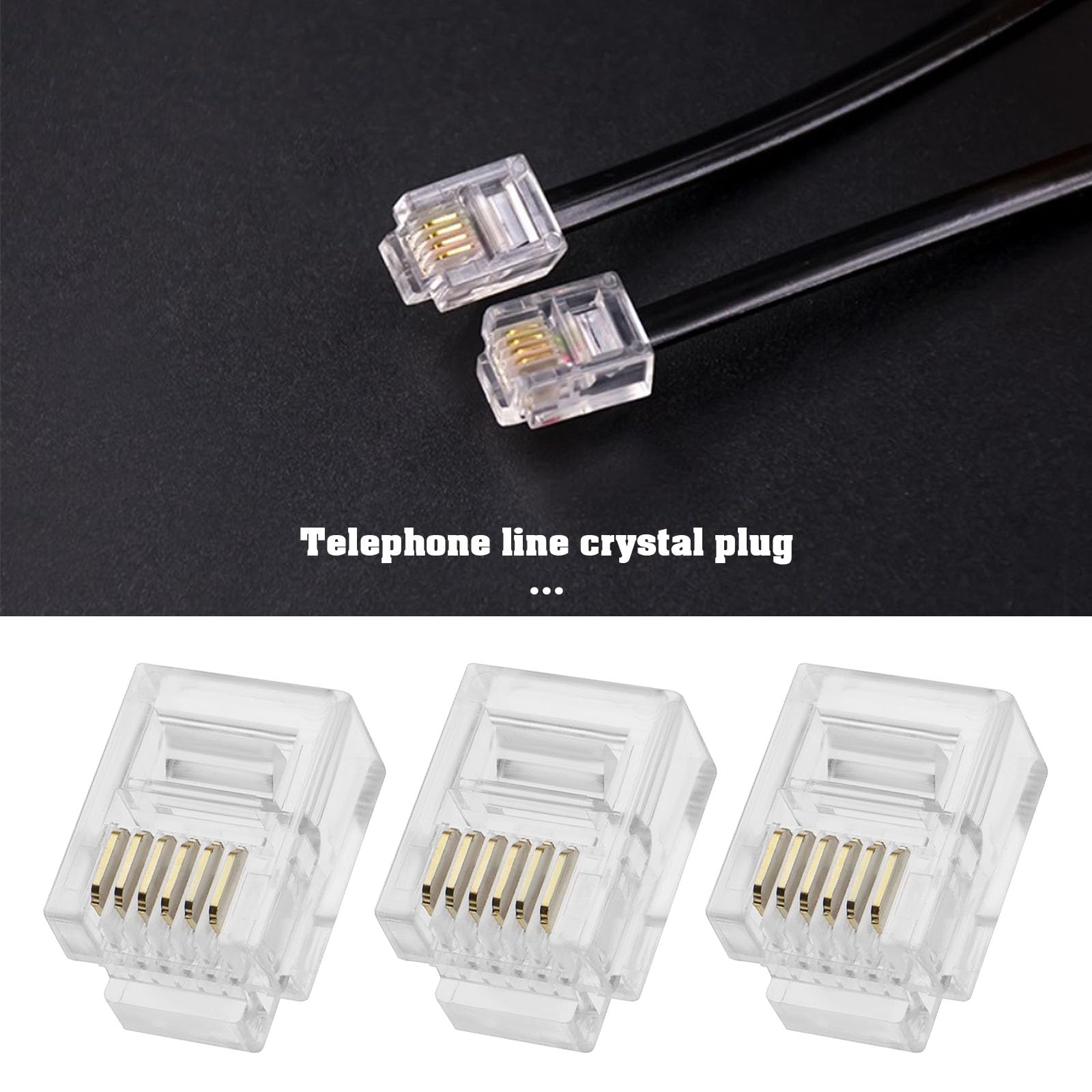 VGOL 50pcs Telephone Line RJ12 Crystal Plug Transparent RJ12 Telephone Connectors ADSL VDSL Telephone Cable Crimp End Connector Male Plugs - Image 2
