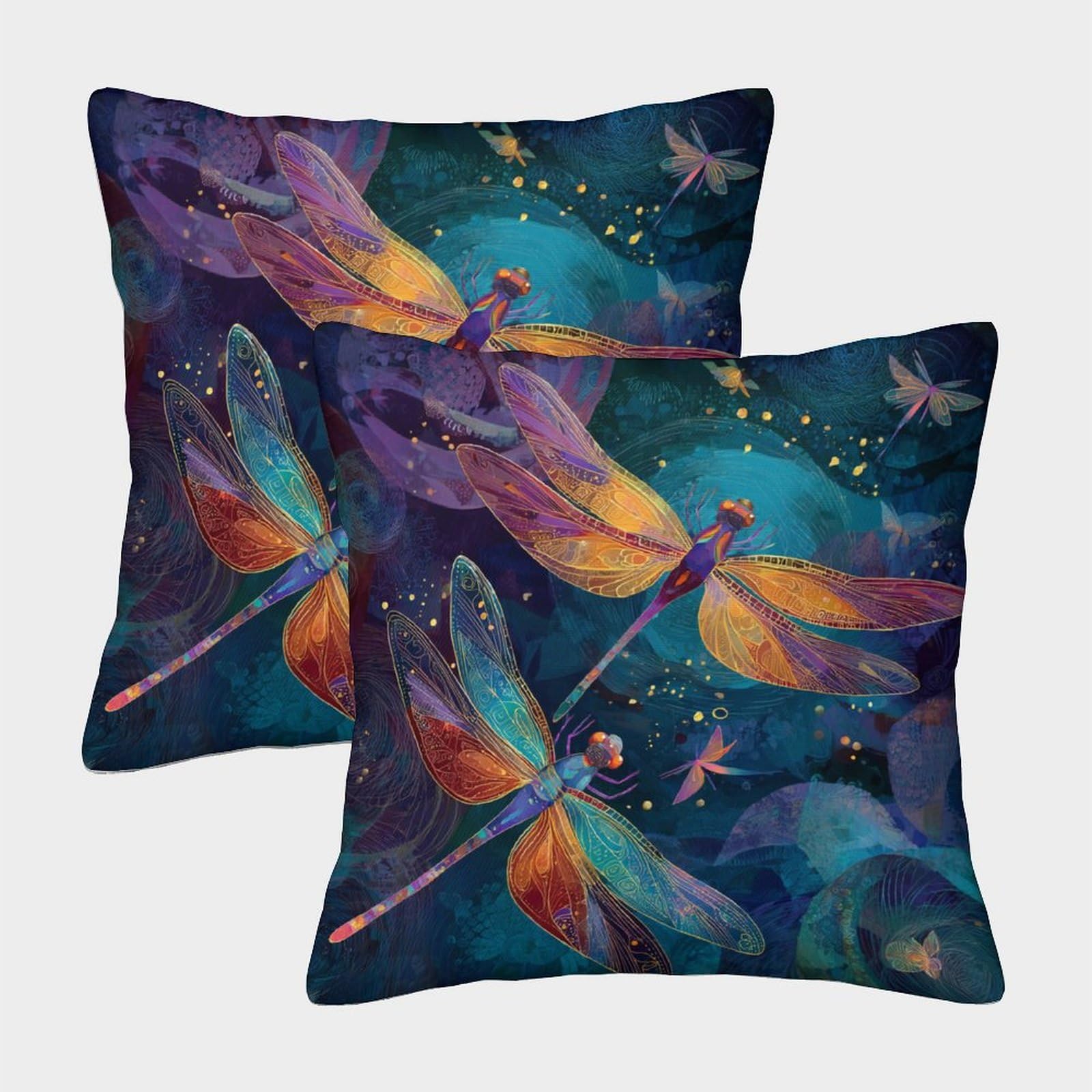 kaiyun 2 Pack 40x40cm Pillow Cases,Dragonfly Theme Decorative 3D Printed Cushion Cover,sofa Bed Decorative Cushions