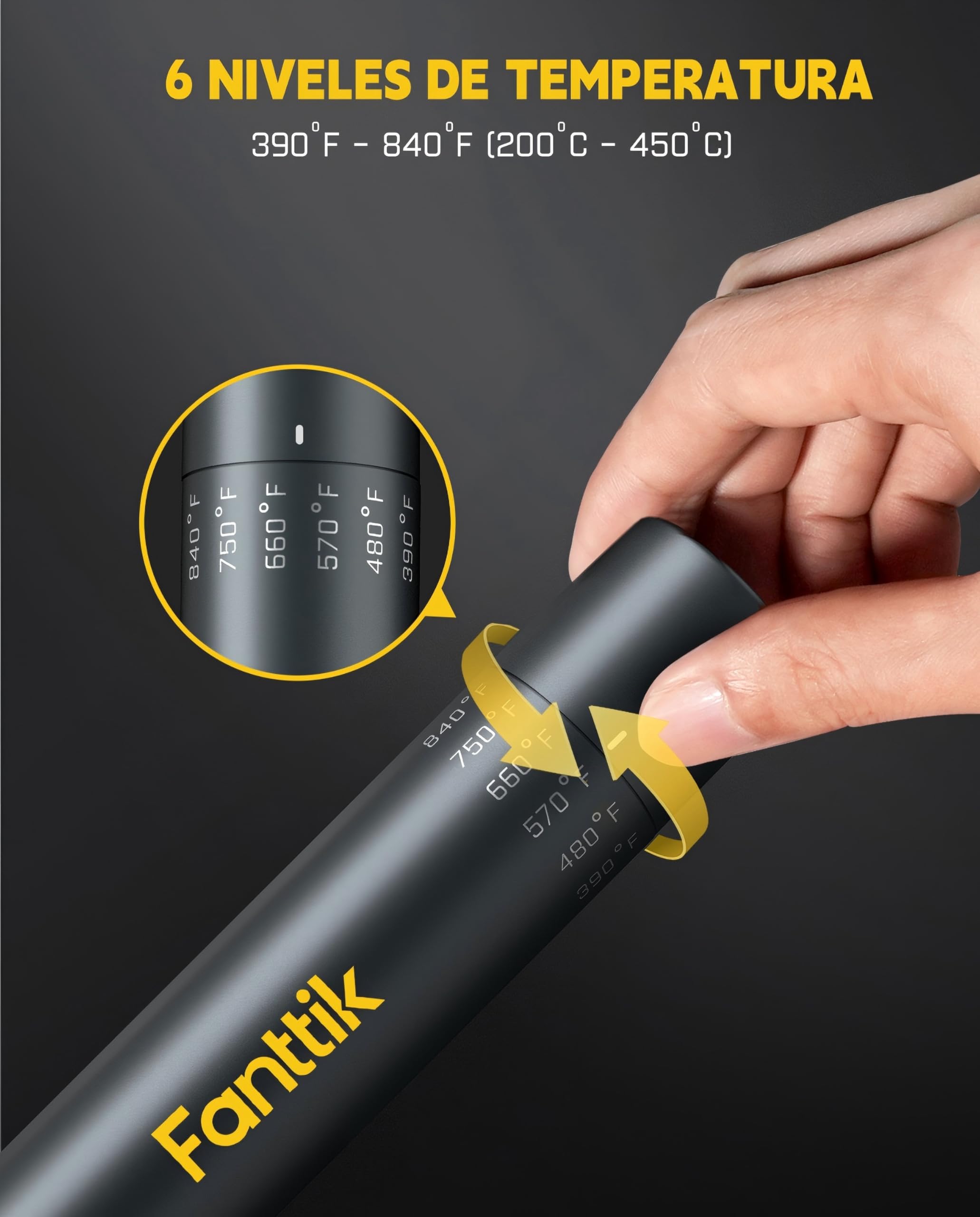 Fanttik de soldador T1 Max, soldador inalámbrico,7 segundos de calentamiento rápido(200-450℃) Temperatura Ajustable, Reposo Automático,4 Puntas de Soldadura de Precisión(C210),Soporte Giratorio 360°