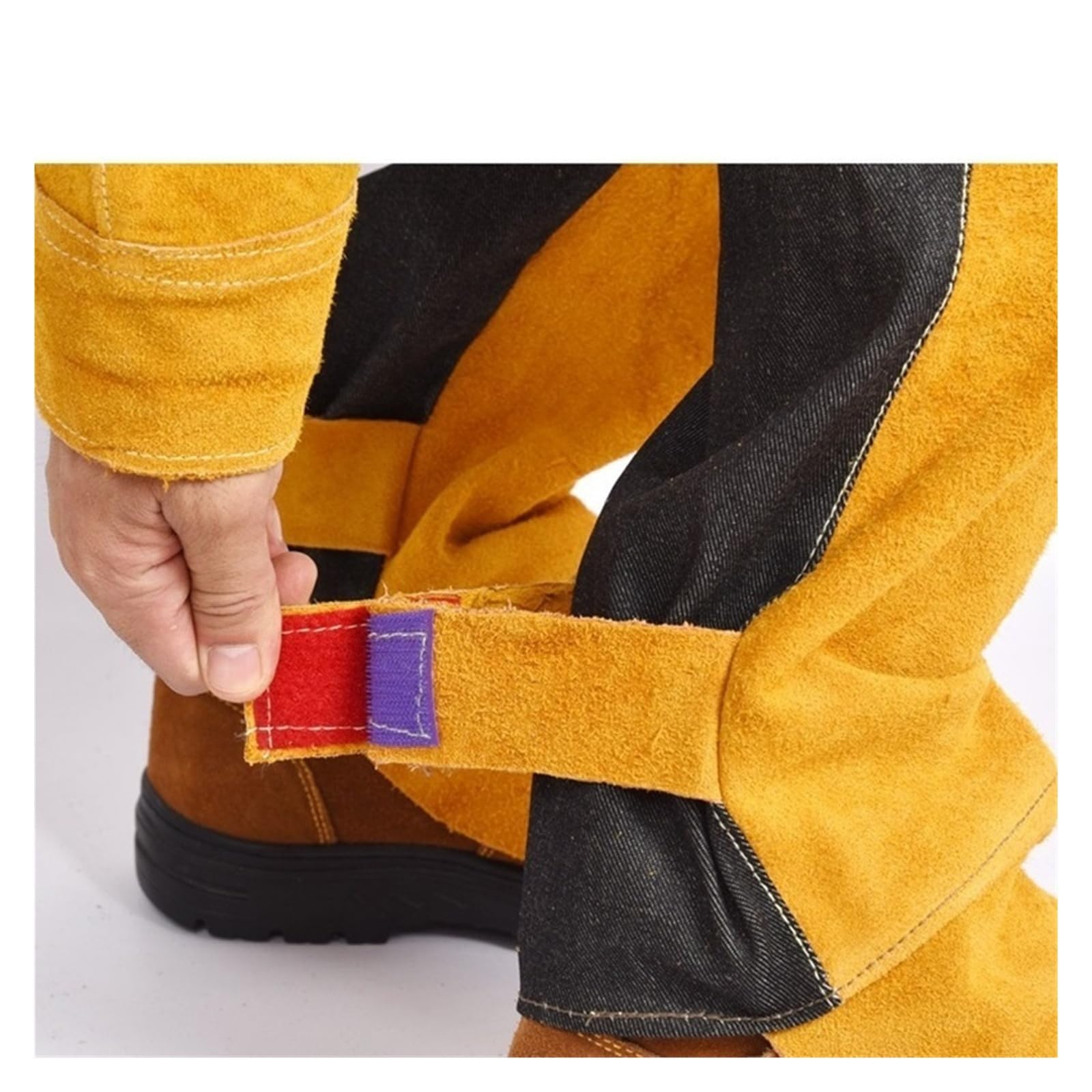 Trajes de soldadura cuero resistentes con aislamiento térmico ignífugo for protección soldadores Carpintero, ebanista(Yellow,2XL)