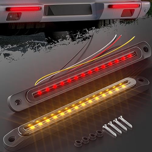 BJZ Tira de luces LED traseras de remolque de 10 pulgadas, tira de luz roja de marcador de freno, señal de giro ámbar, luz de identificación