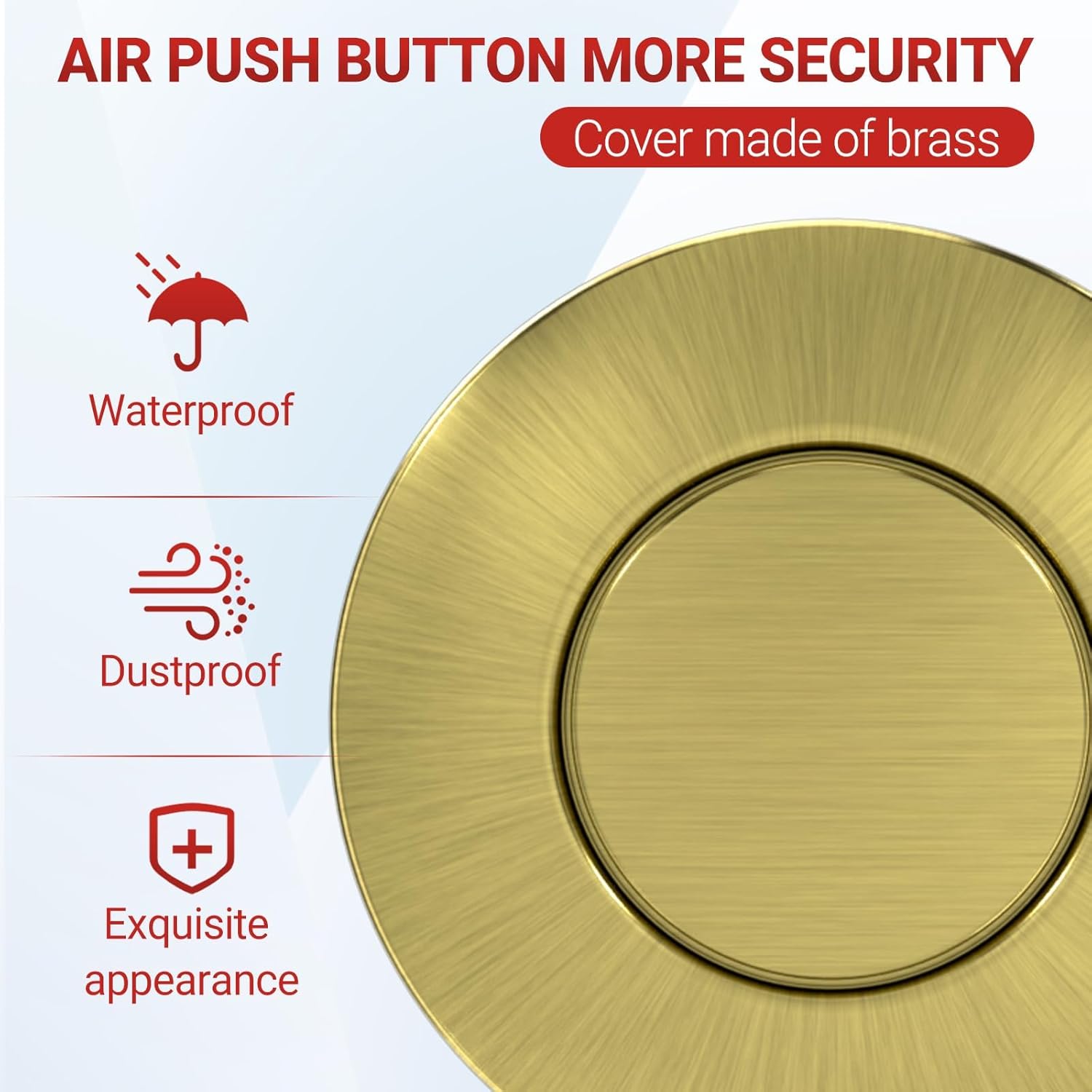 APIELE Garbage Disposal Air Switch Kit UL Listed Sink Top Push Button Switch for Food Waste Disposer, 3.6" Long On/Off Air Button (Matte Rose Gold)