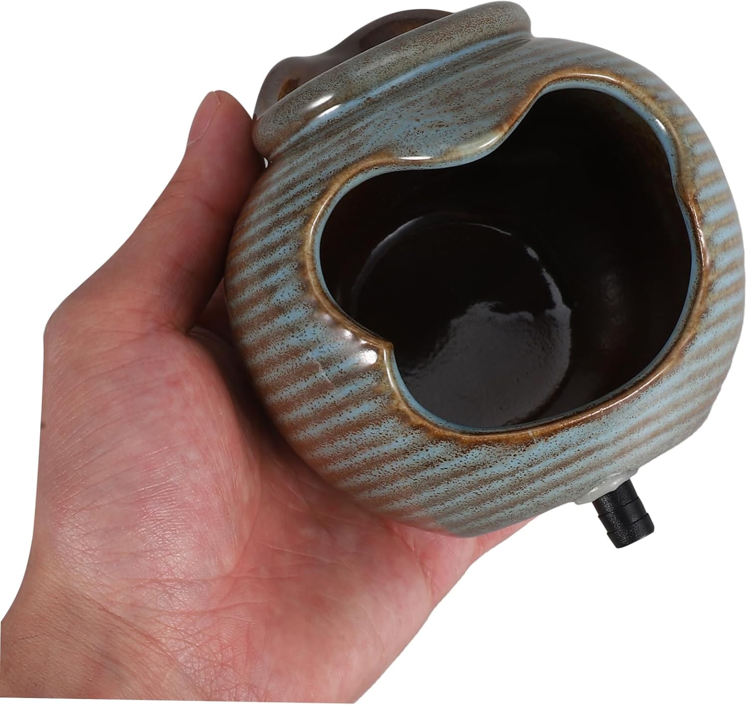 Garneck Hydroponic Planting Ceramic Jar Decorative Water Fountain Outdoor Courtyard Waterfall for Home Decor