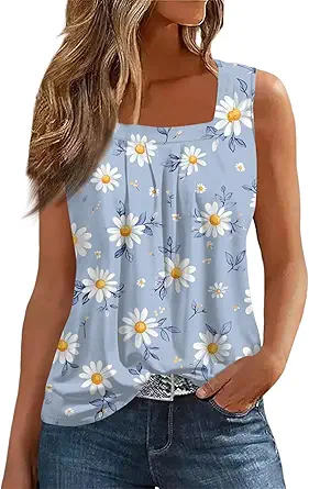 Spring Summer Plus Size Dressy Tank Tops for Women 2025 Womens Workout Floral Boho Beach Sleeveless Shirts Blouses
