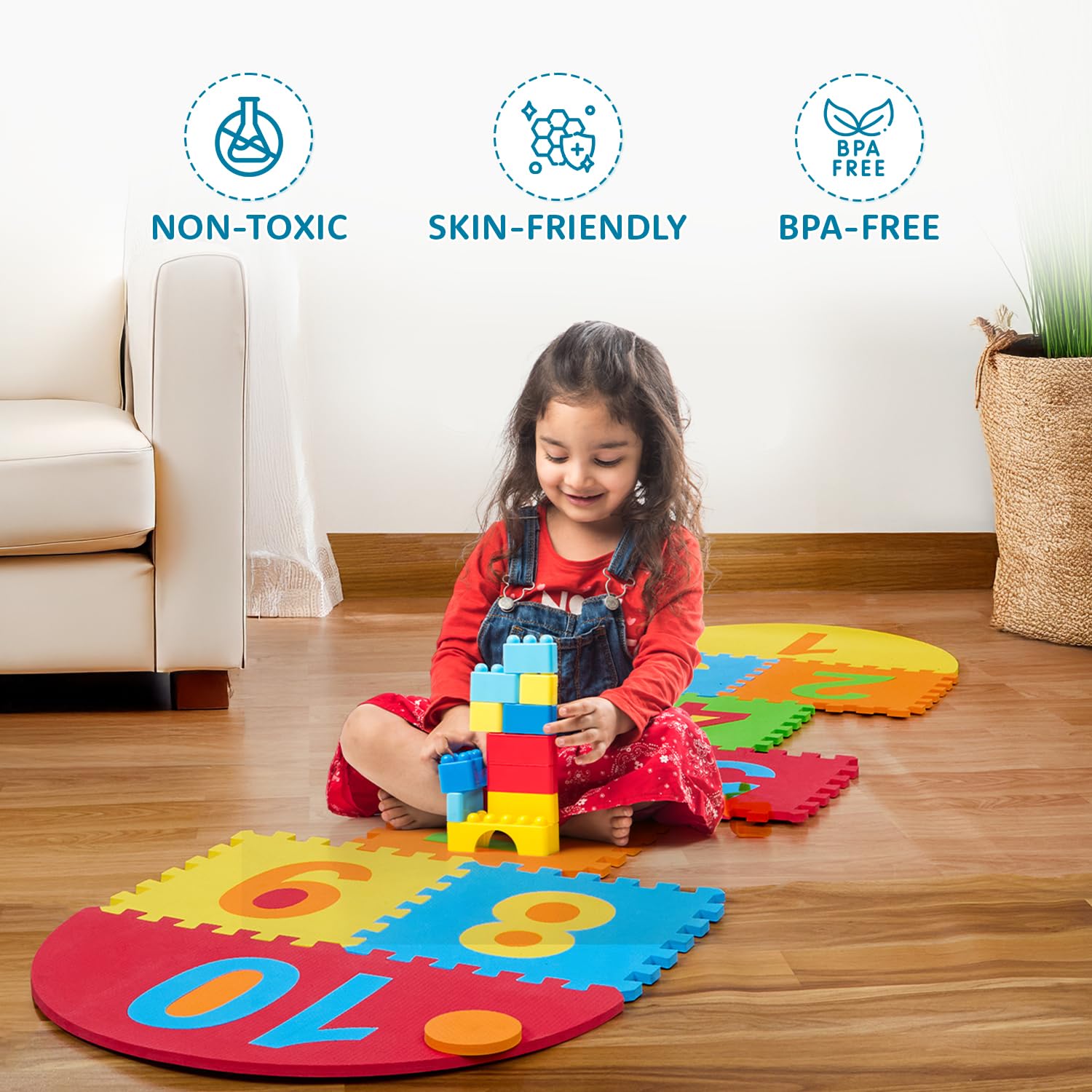 Amazon Brand - Supples Kids Hopscotch Game Playmat | BIS Certified | Safe & Soft Non-Toxic EVA Foam Baby Playmat | Multicolor - Image 4 thumbnail