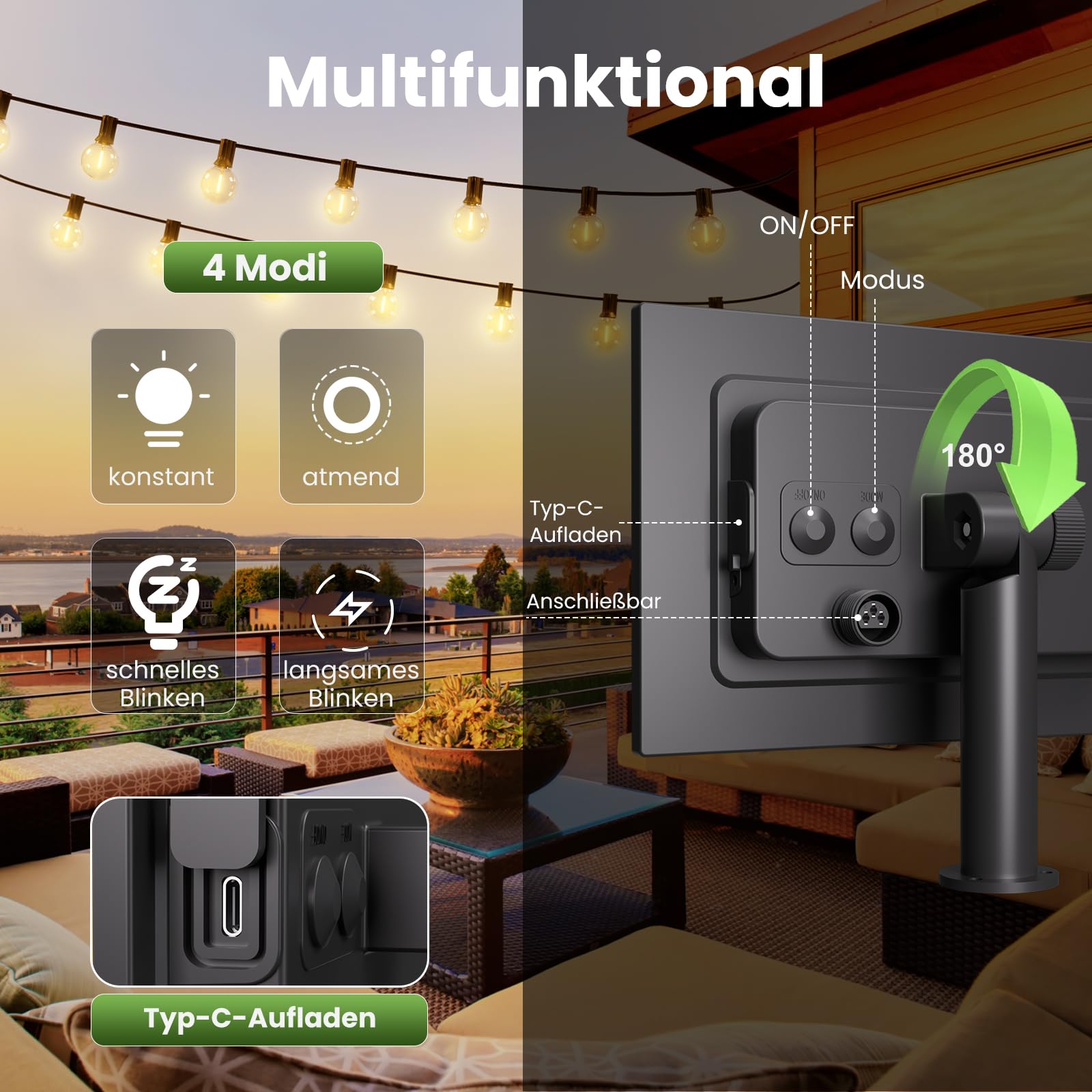 Yuusei Solar Lichterkette Outdoor, 30M Lichterkette Außen, IP65 Wasserdicht & 2700K Warmweiß, 50+2 G40 Dimmbar Aussen LED Glühbirnen Lights für Garten, Pavillon, Balkon, Camping, Party, Hochzei