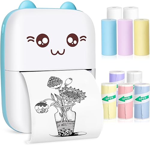 Mini impresora de bolsillo regalos para niños impresora térmica portátil para imágenes fotos de estilo retro recibos notas listas etiquetas notas