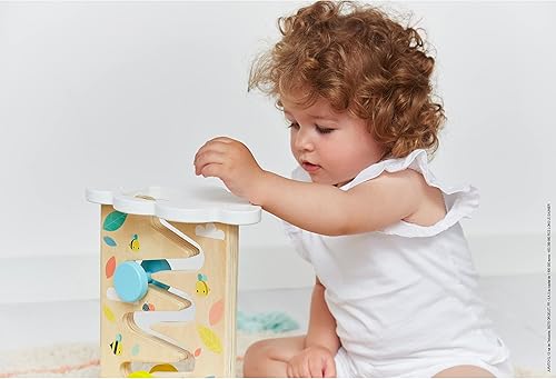 Miniatura 2 de Janod Pista de bolas de madera pura de abeja y oso pastel de 4 piezas, a partir de 12 meses, J05153