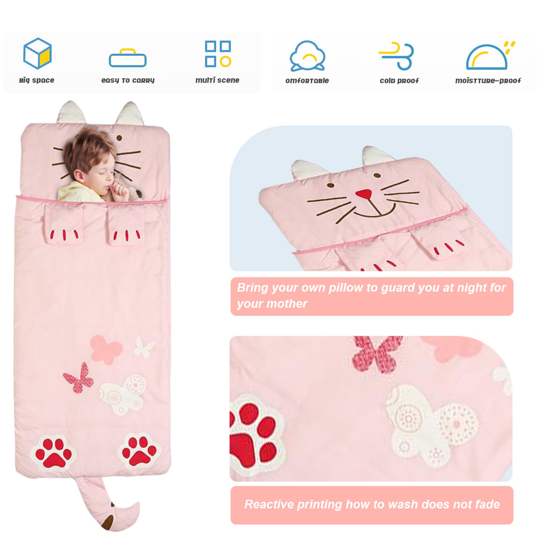 Sac de Sommeil pour Enfants Mat Mat Cozy Sac SORF pour garçons et Filles, de Couchage la Bande dessinée pour Enfants