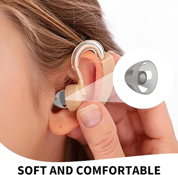 16PCS Hearing Aid Domes,Hearing Aid Accessories, Soft Silicone Replacements Black Layer Open Dome Removable Hearing Aid Eartips,Compatible with Various Hearing Aid Models (9mm/0.35Inch)