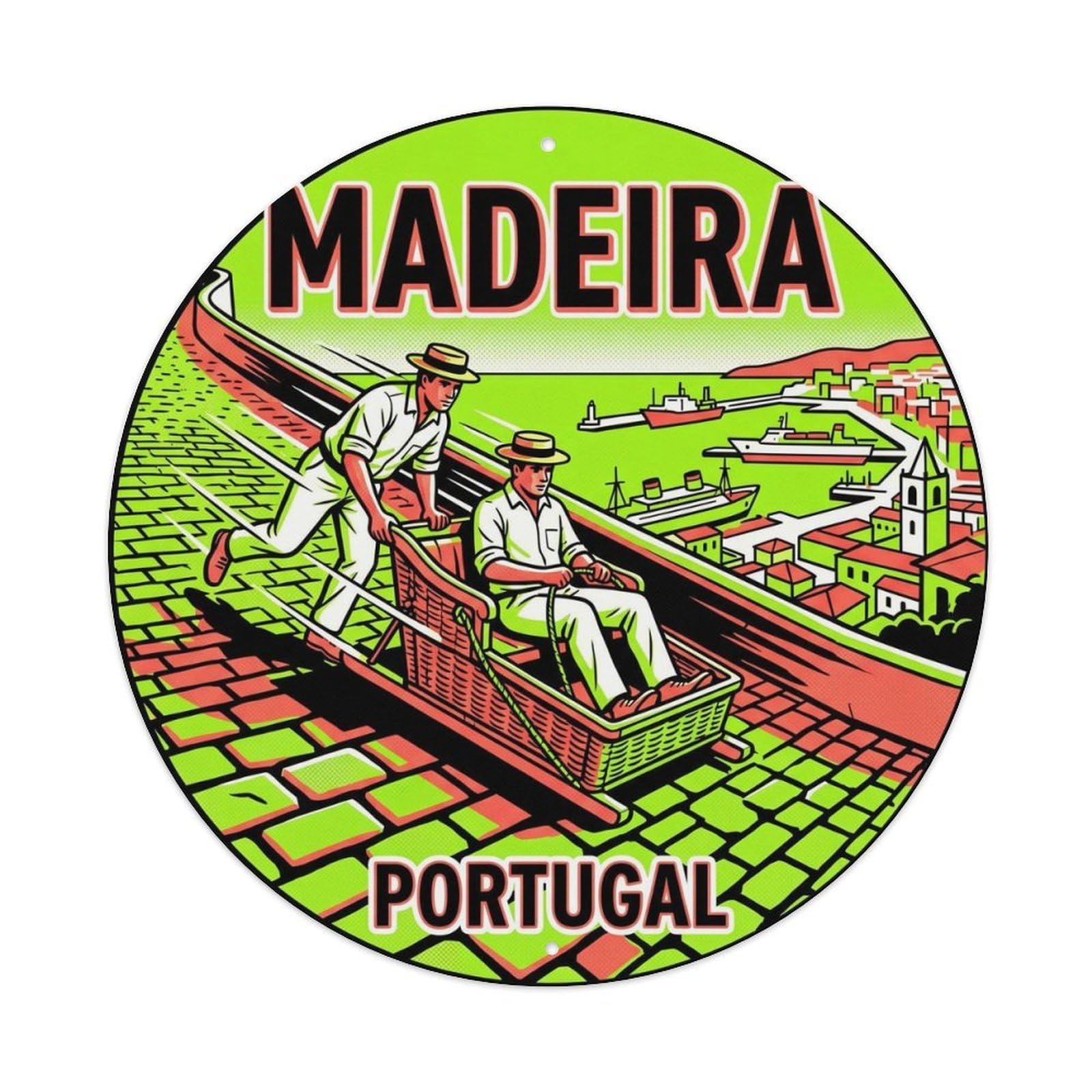 Olhnbad Style Portugal Madeira Toboggan Popart Portuguese Heritage Metal Tin Sign
