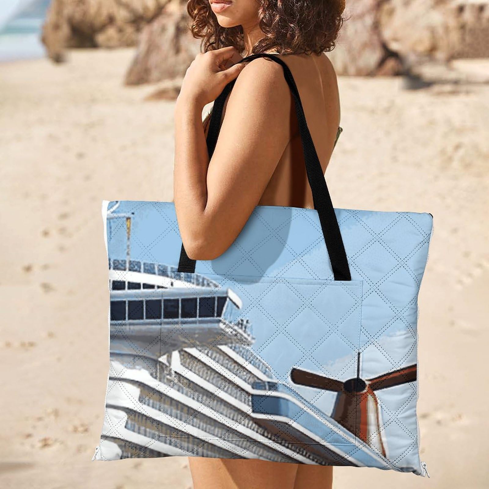 Manta de picnic y playa, manta familiar portátil grande para picnic, crucero, impresa, plegable, duradera, manta de picnic para playa, camping, césped, parque, accesorios