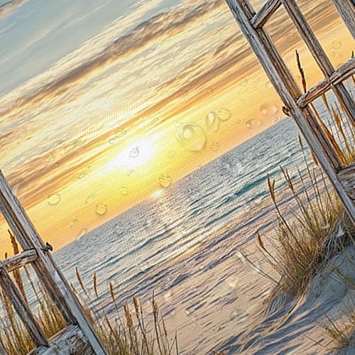 Miniatura 10 de Cortina de ducha con escena de playa, cortina de ducha de playa tropical, escena de playa, isla del océano, palmera, decoración de baño, cortina