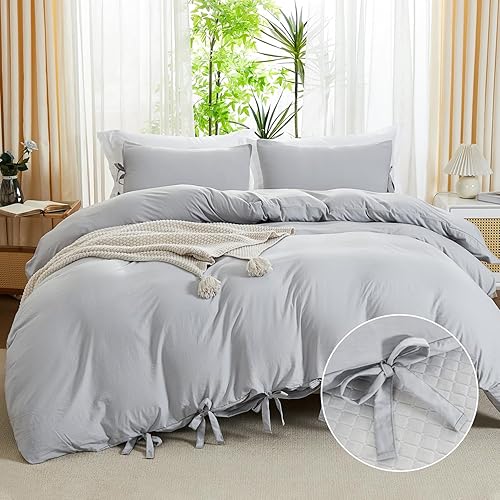 Miniatura 8 de annadaif Juego de funda de edredón verde oliva tamaño King (104 x 90 pulgadas), juego de funda de edredón de 3 piezas con lazo de microfibra lavada