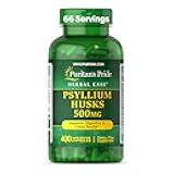 Herbal Ease® Psyllium Husks 500mg, Dietary Supplement for Digestive, Colon, and Heart Health Support, Daily Fiber Capsules, 2 Month Supply, 400 Rapid Release Capsules