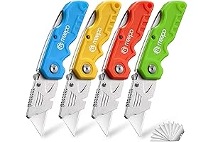 Heavy Duty 4-Pack Folding Box Cutters with Razor Sharp Blades