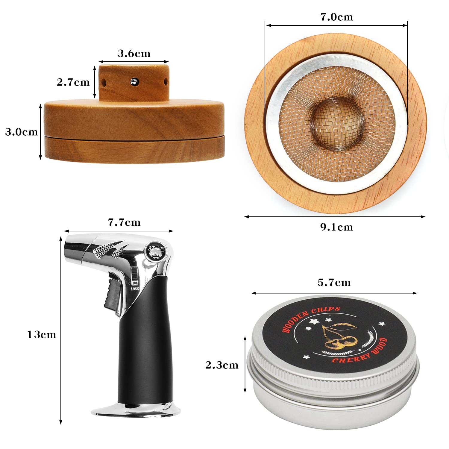 Kit fumatore cocktail, 4 pezzi trucioli di legno per whisky BBQ carne Bourbon, vecchio stile cocktail kit