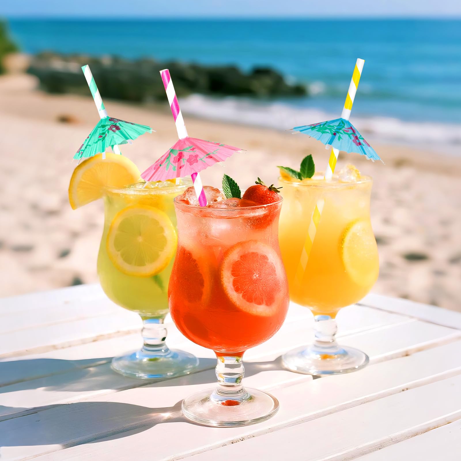 100 Pezzi Cannucce per Cocktail,Cannucce con Ombrellini Decorazioni per cocktail,Ombrellini cannucce Cocktail per Frullati,Succhi,Cocktail e Bevande Calde