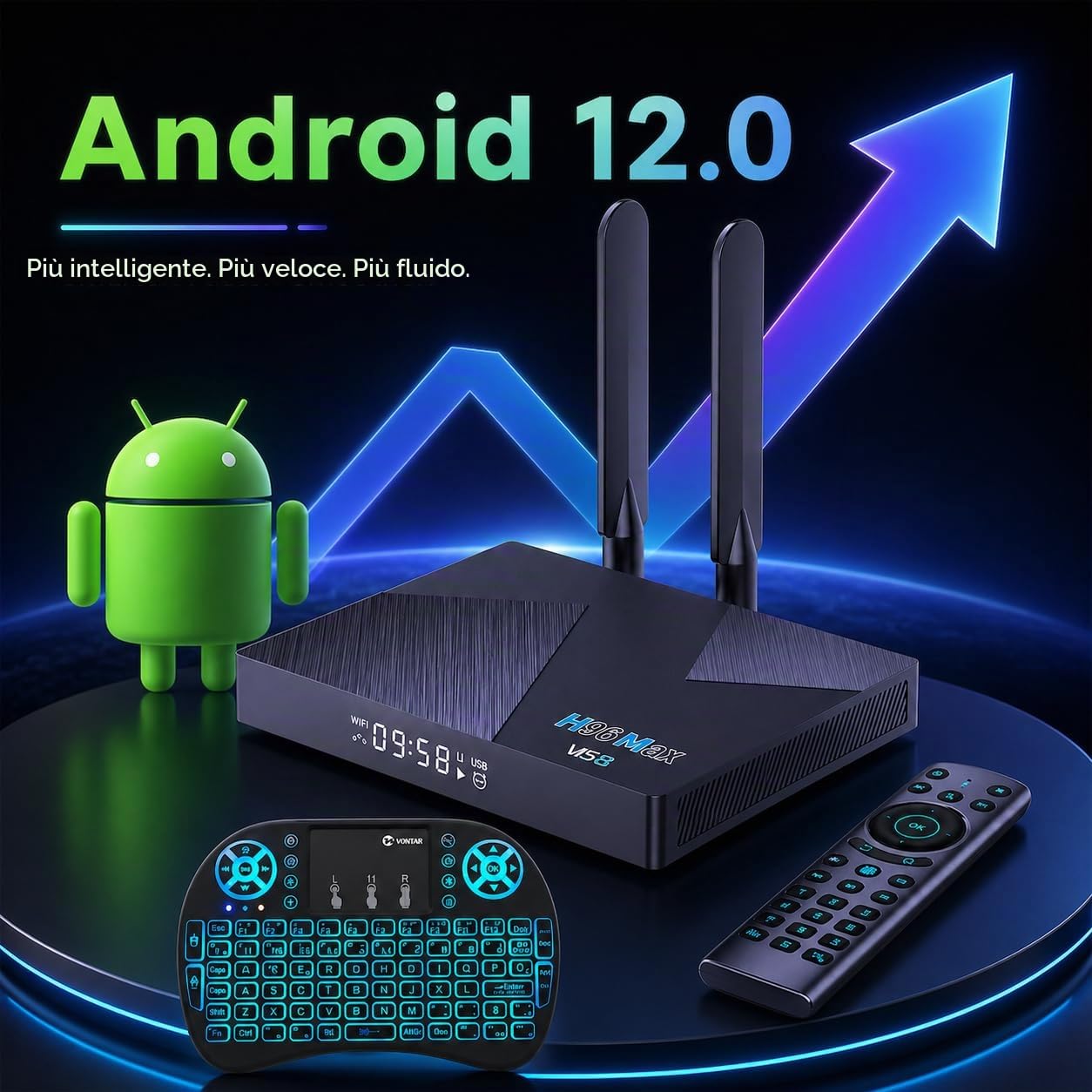 Android 12 TV Box H96 MAX V58 RK3588 Octa-Core 8GB RAM 64GB ROM WiFi6 Dual-Band Bluetooth 5.0 8K 4K USB 3.0 Smart TV Media Player