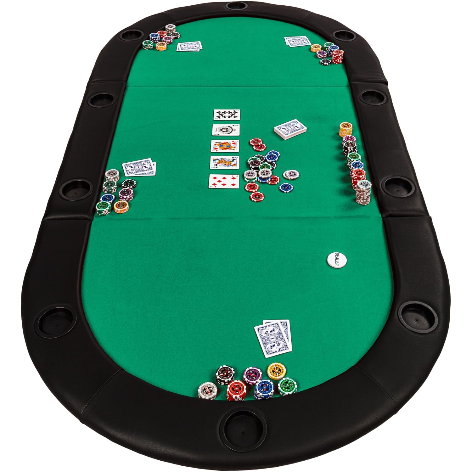 GAMES PLANET Faltbare Pokerauflage Straight Flush 208x106x3 cm MDF Grün