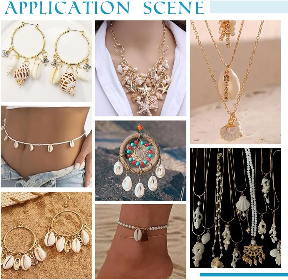 PH PandaHall 72pcs 12 Styles Natural Shell Pendants White Scallop Spiral Cowrie Shell Pendants Natural Seashells Charms Jewelry Charms for Jewelry Making Home Decor Wedding Summer Ocean Beach Party - Image 3