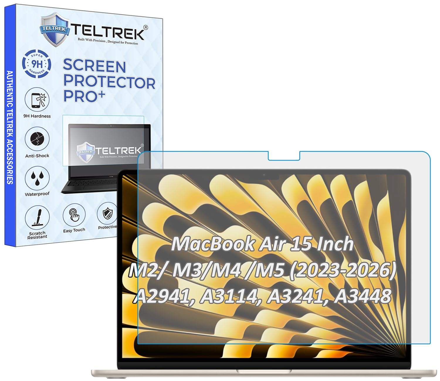 TELTREK Matte AntiGlare Screenguard Compatible With Laptops With MacBook Air 15 inch M2/ M3/M4 /M5 (2023-2026) A2941, A3114, A3241, A3448 Fiber 9H Hardness Screen Protector Not a Tempered Glass