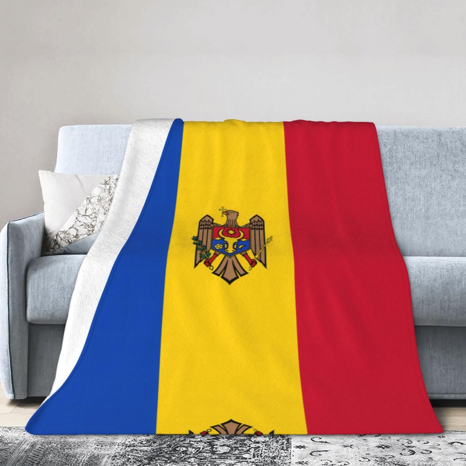 Flag of Moldova 40"x30" Fleece Blanket, Full Size, Super Soft, Suitable for Bed, Sofa, Camping, All Seasons