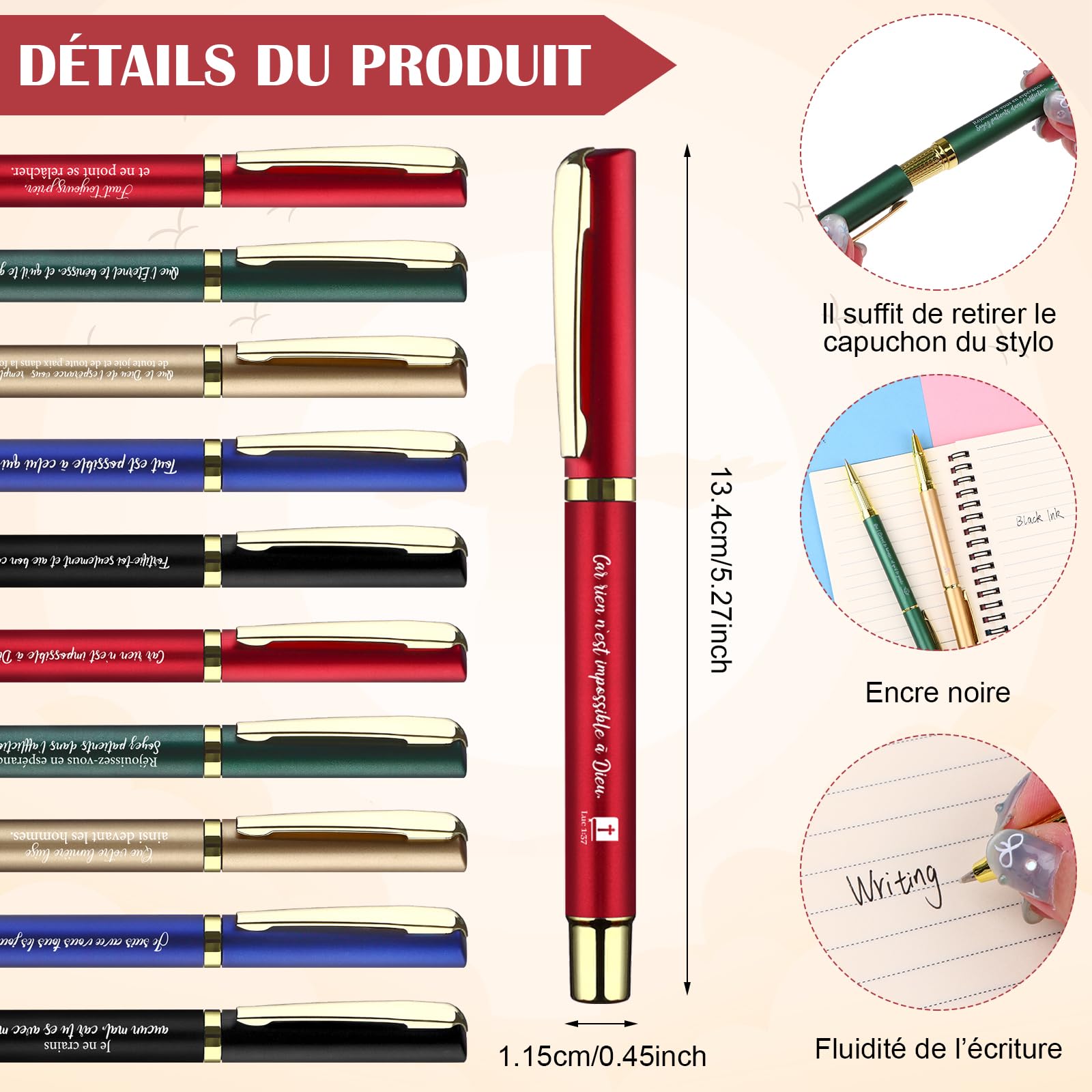 Coffret cadeau chrétien 20 carnets et stylos chrétiens en vrac journaux de prière avec versets bibliques stylo à bille religieuses inspirantes cadeaux pour lui elle collègue d'église,Multicolore