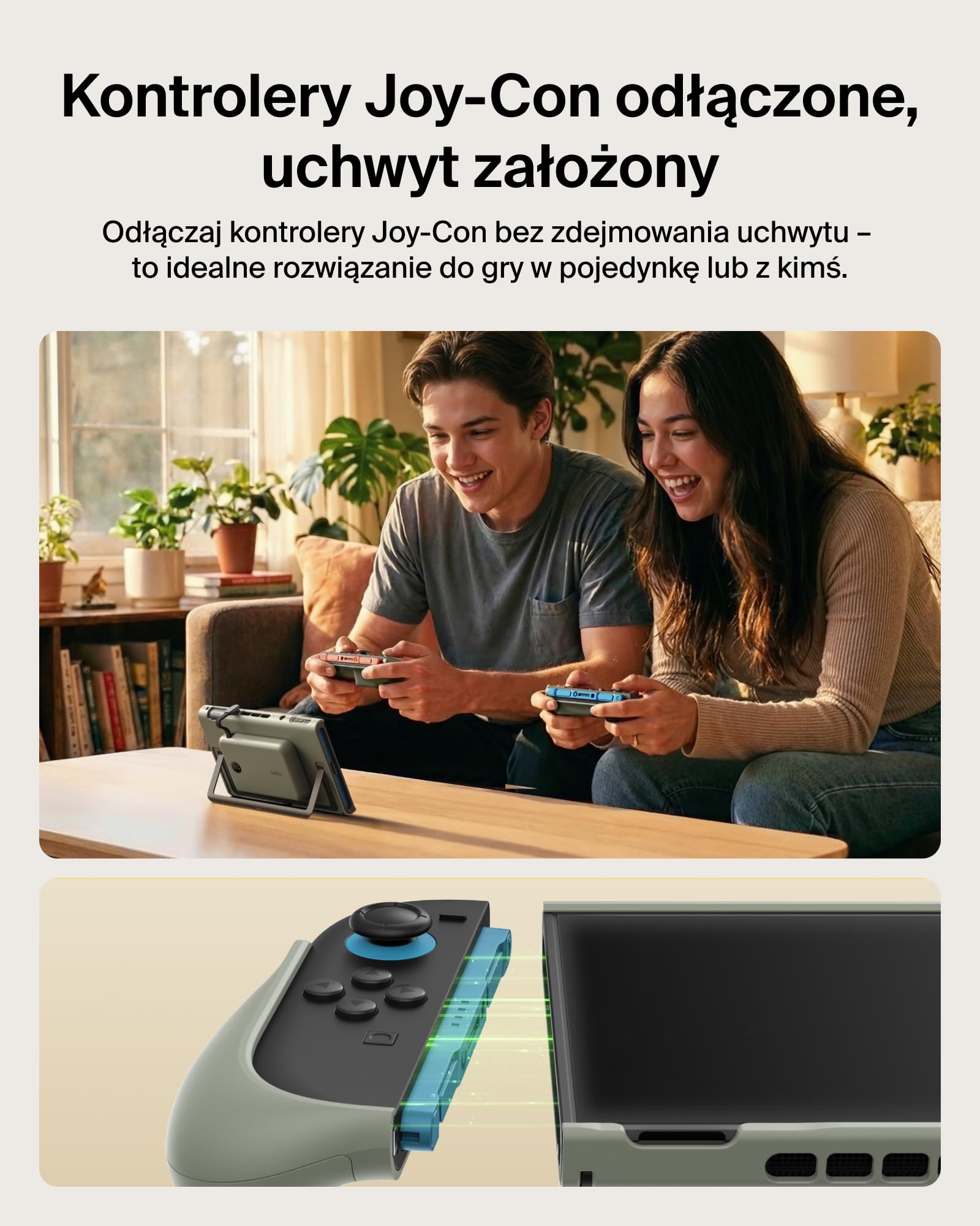 Belkin Gaming Uchwyt Ładujący do Nintendo Switch 2, 10 000 mAh – Zielony | Odłączany Powerbank Magnetyczny 10 000 mAh, 30 W, Zgodny z Podpórką, Ergonomiczny Uchwyt Antypoślizgowy, Wyświetlacz