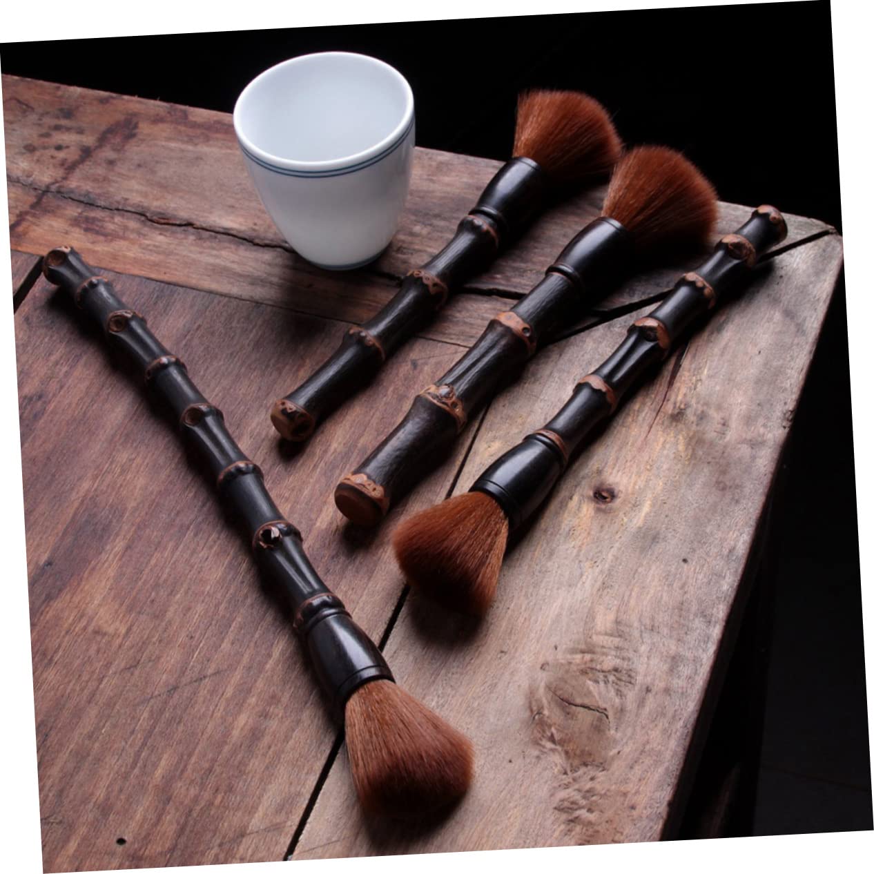 Beavorty Root Teapot Brush Natural Handle Tea Brush for Gongfu Tea Ceremony Accessories for Teapot and Bowl Maintenance Home Tearoom