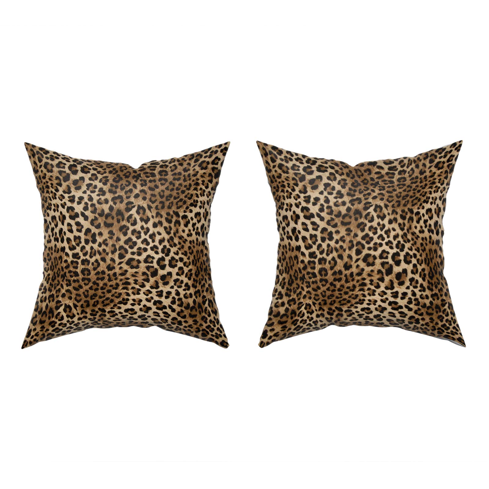 Brown Leopard Throw Pillow Cover - 2 Pcs Cheetah Pillow Case 18x18 inch Cotton Soft Animal Print Pillows Covers Decorative Cushion Cover for Home Couch Bed Sofa Double Side Printed