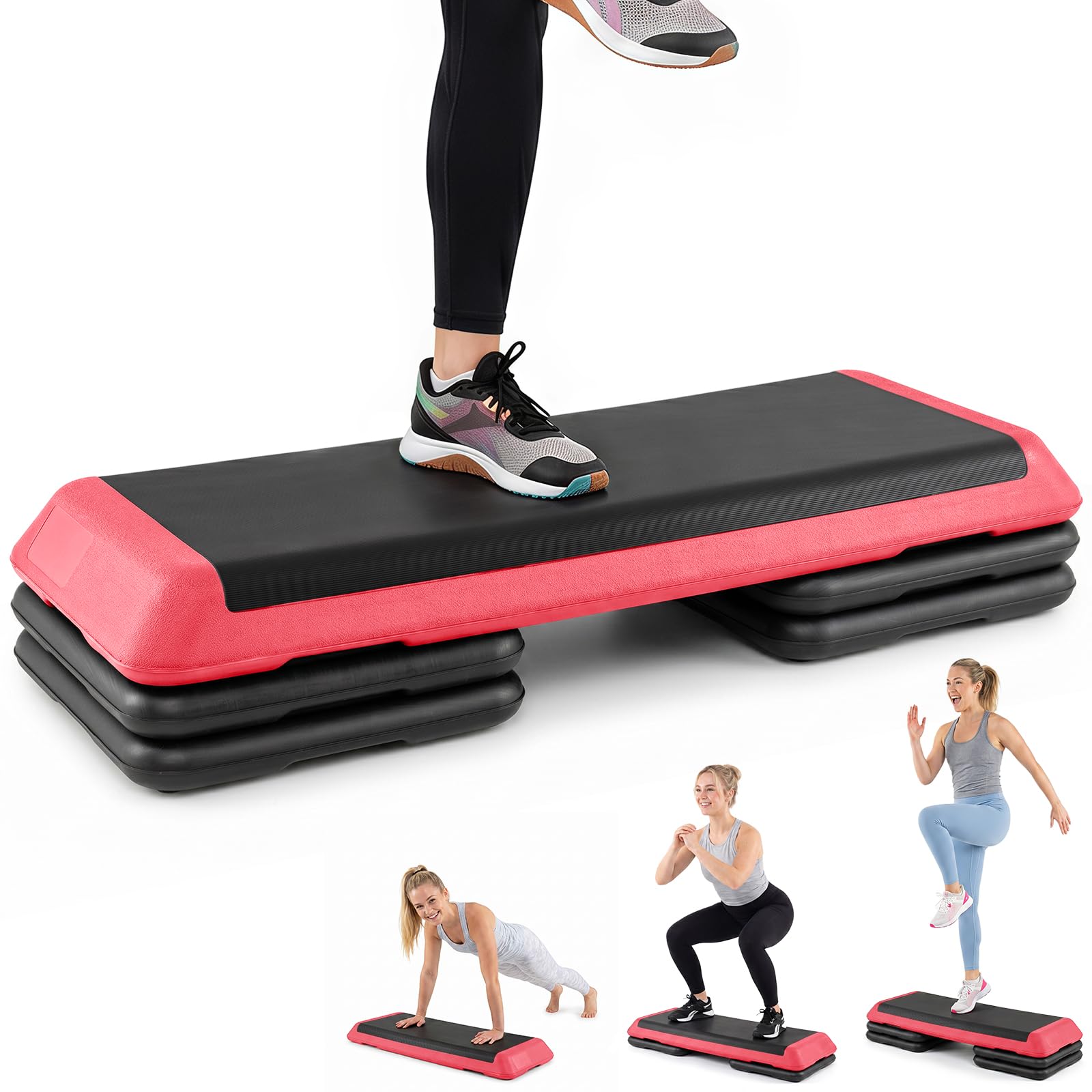 COSTWAY Step Fitness con 4 Blocchi e Altezza Regolabile | Stepper Fitness da Aerobica con Pedana in Plastica Antiscivolo, Allenamento Fisico per Casa, Palestra e Ufficio