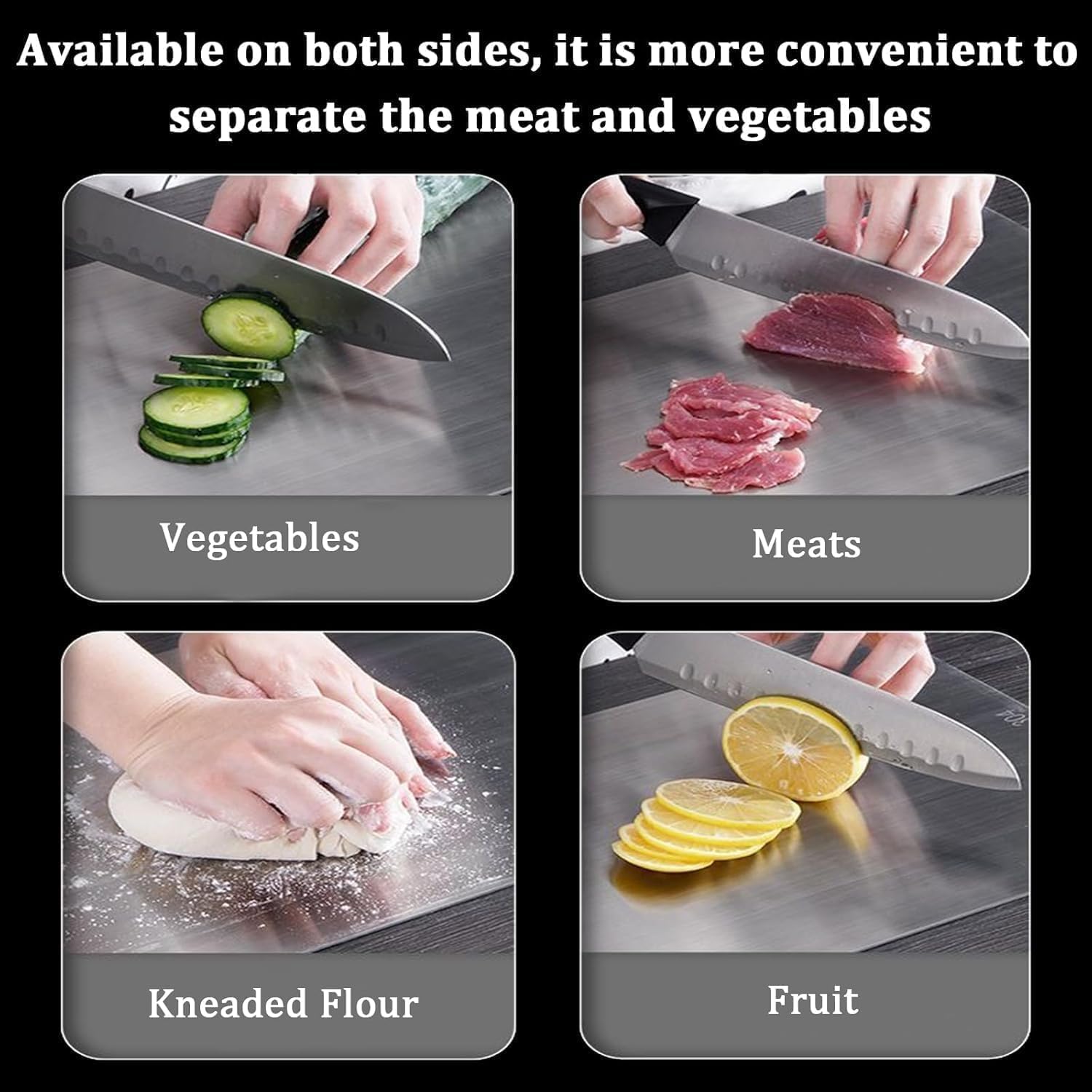 3 Stück Titan Schneidebrett, Titanium Cutting Board, Schneidbretter Edelstahl, Doppelseitiges Lebensmittel Grade Schneidebrett, Schneidbrett Set, Für Fleisch, Brot, Gemüse & Obst