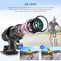 Vista 2 de Cámara de casco de motocicleta 1080P, 120 cámara de acción deportiva gran angular, micrófono integrado con soporte y correa para casco