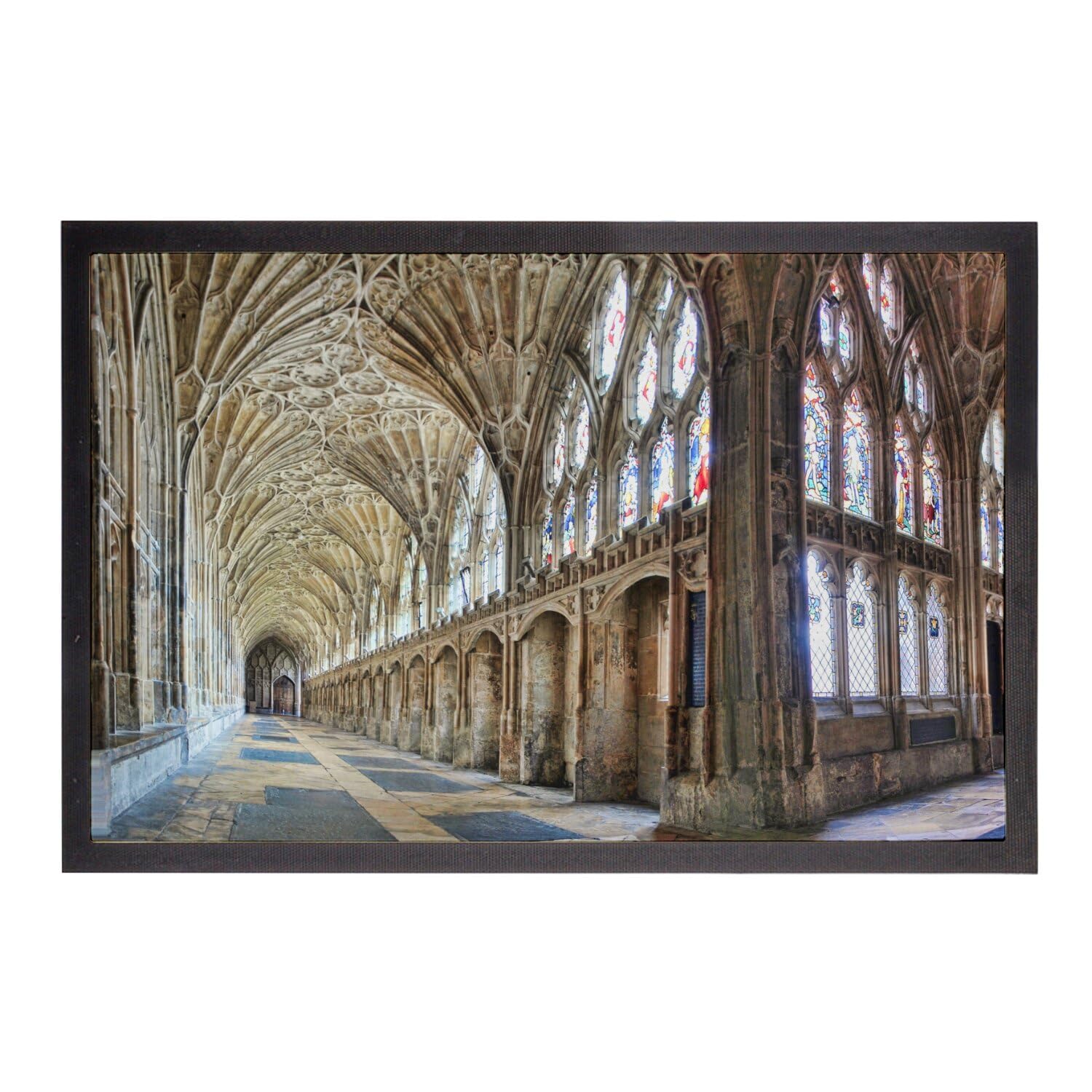 Paillasson cathédrale Gloucester vitraux tapis entrée original 75x50cm