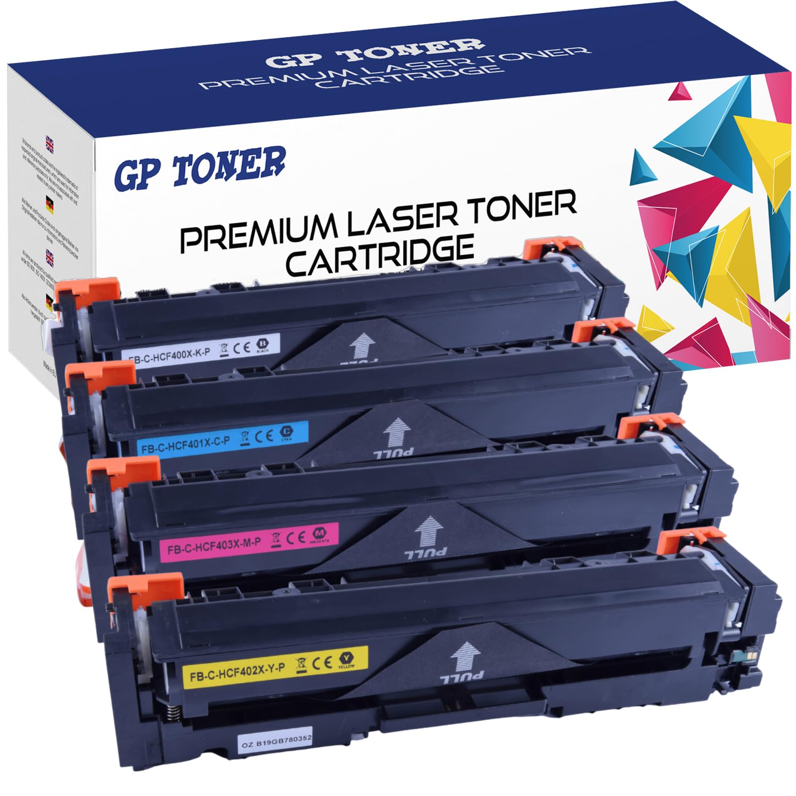 GP TONER Toner zamiennik do HP CF400X, CF401X, CF402X, CF403X HP Color LaserJet Pro M252dw, M252n, M270 Series, M274dn, M274n, MFP M270 Series, MFP M277dw, MFP M277n (400X 401X 402X 403X Zestaw (BK C M Y) 4 szt)