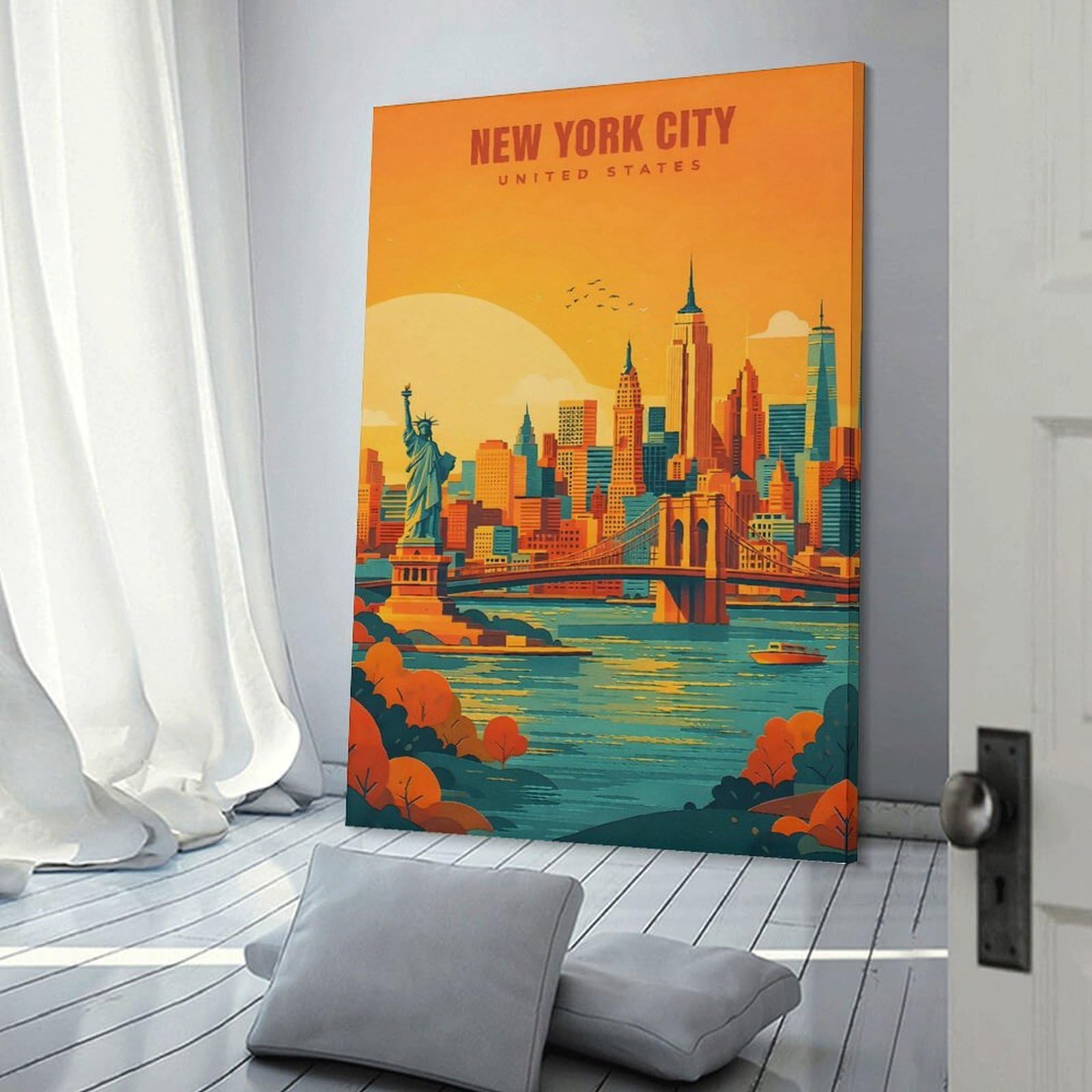 Junmoney Home Decor Wall Art New York City Skyline, 20x30inch(50x75cm), for Hallway, Bedroom Or Modern Interiors, Gift Idea for Housewarming And Birthdays