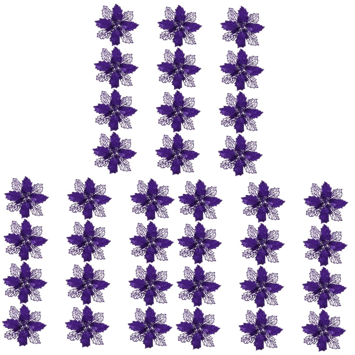 Abaodam 3juegos Adornos Navideños De Flores Artificiales De Poinsettia De Brillo Decoraciones para Árbol De Navidad y Guirnaldas Festivas
