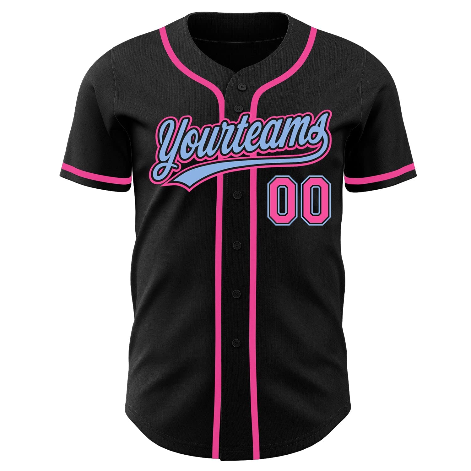 Generic Black and Pink and Light Blue Baseball Jersey Women Men Youth Kids, Custom Baseball Jerseys Printed Stitched Name Number Logo Baseball Shirt