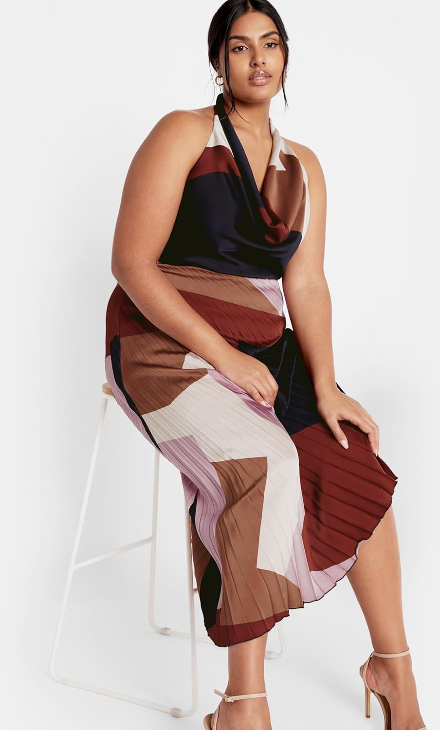 City Chic Women's Plus Size Amaya Asymmetrical Harmonica Pleat Print Skirt